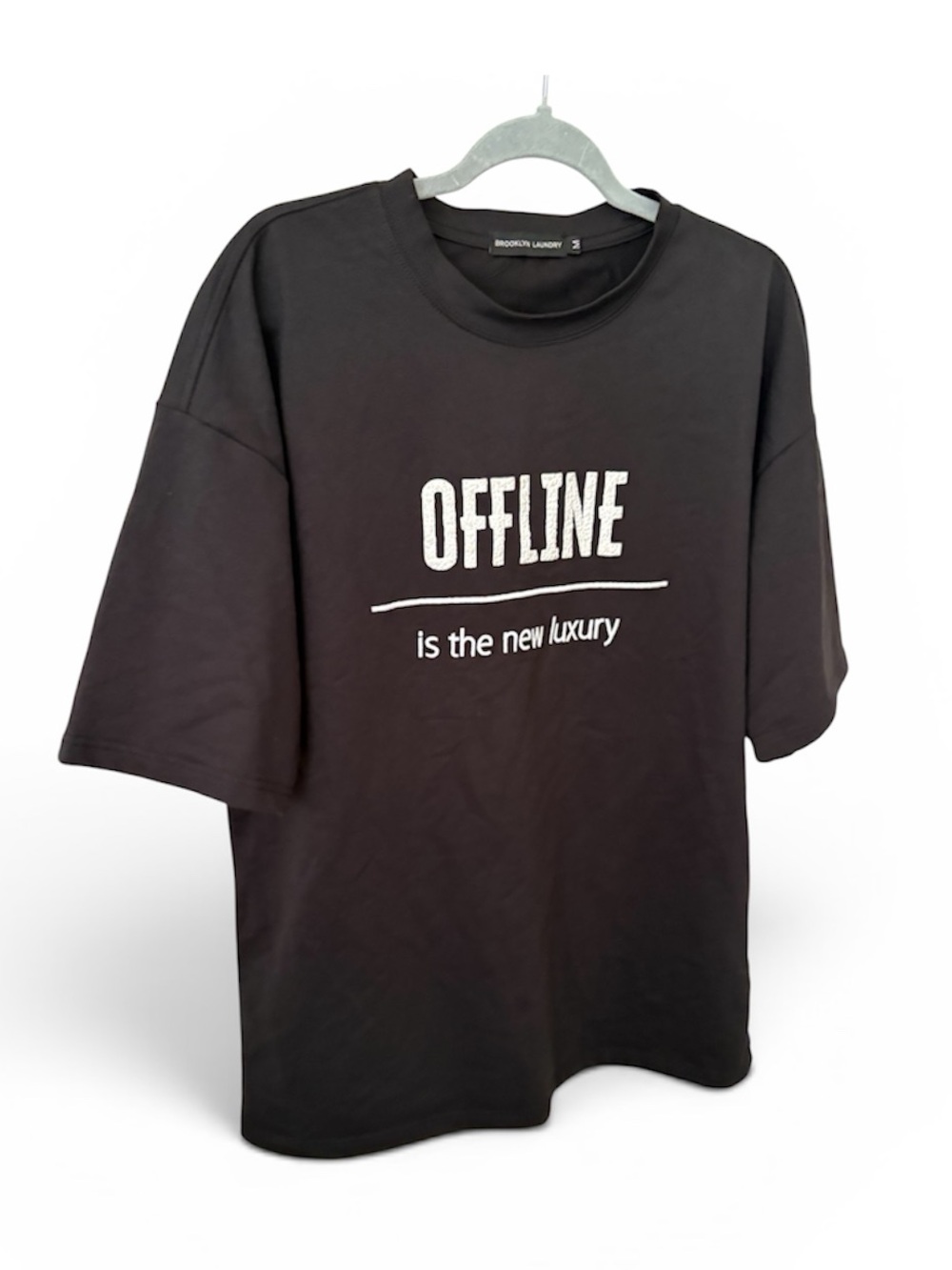 Brooklyn Laundry Men's Black 'OFFLINE is the new luxury' Short Sleeve Tee